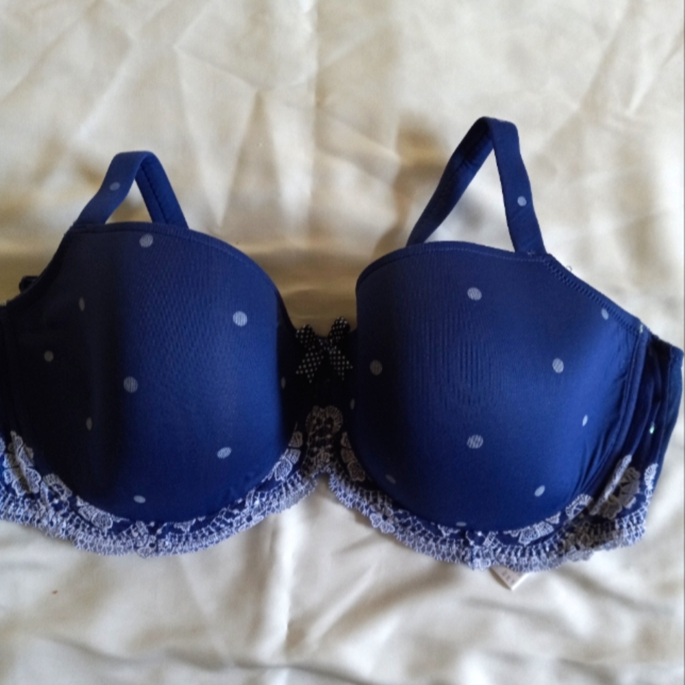 Elegant Blue Lace Trim Bra Prima Donna Twist